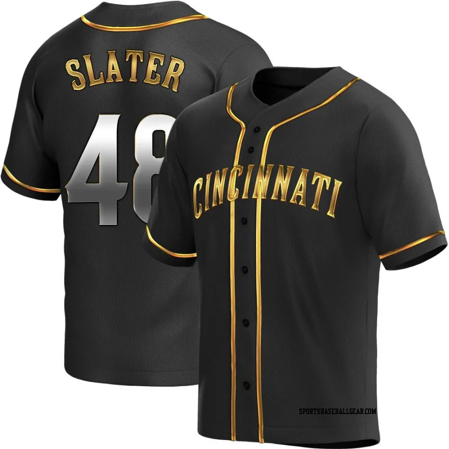 Austin Slater Men's Cincinnati Reds Black Golden Replica Alternate Jersey