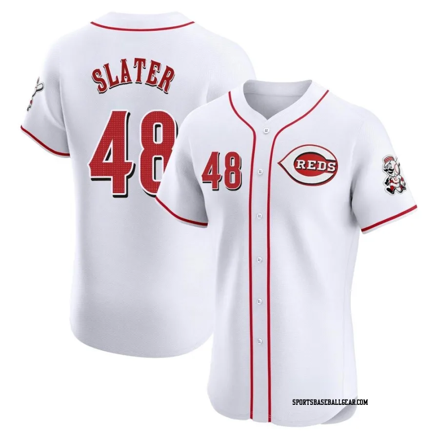 Austin Slater Men's Cincinnati Reds White Elite Home Patch Jersey