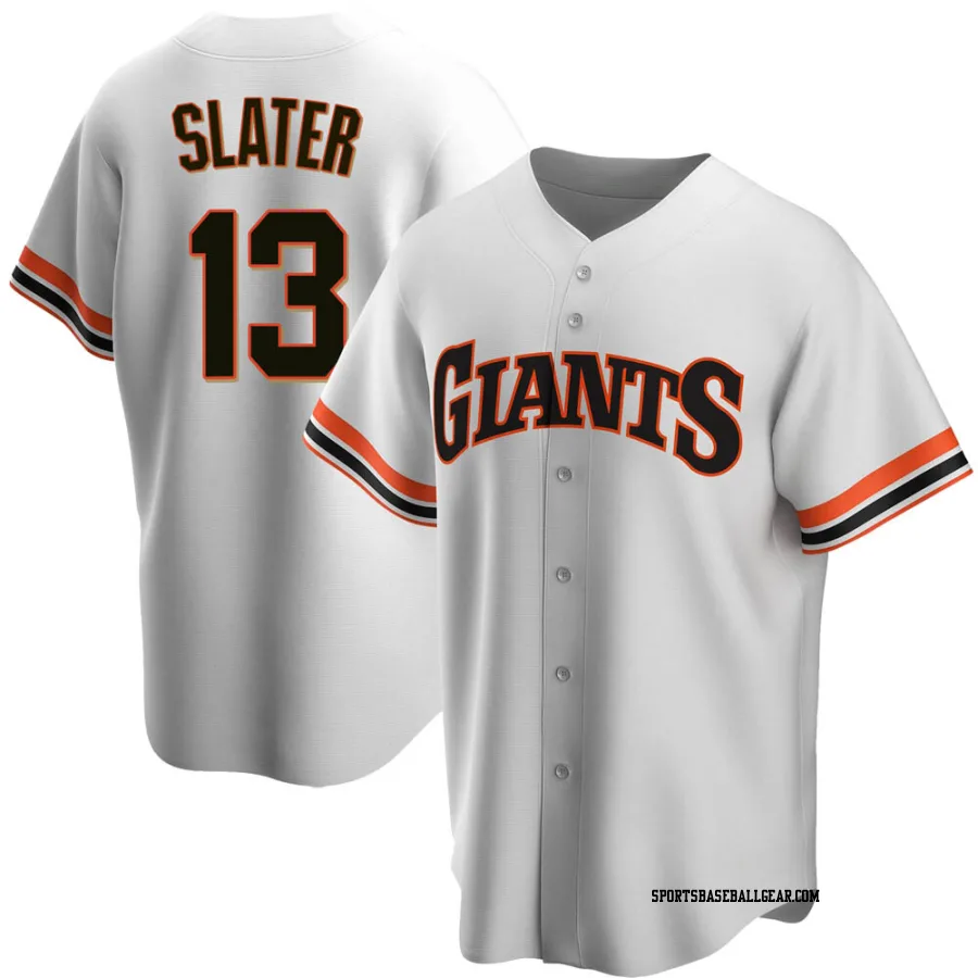 Austin Slater Men's San Francisco Giants White Replica Home Cooperstown Collection Jersey