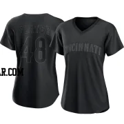 Austin Slater Women's Cincinnati Reds Black Authentic Pitch Fashion Jersey