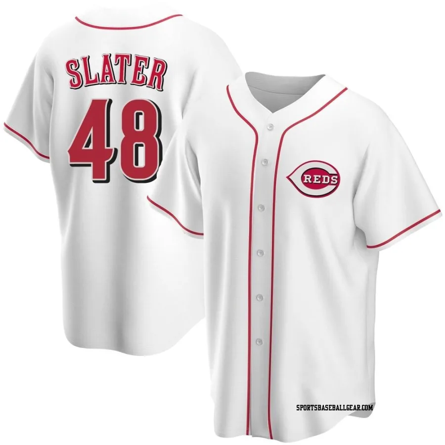 Austin Slater Youth Cincinnati Reds White Replica Home Jersey