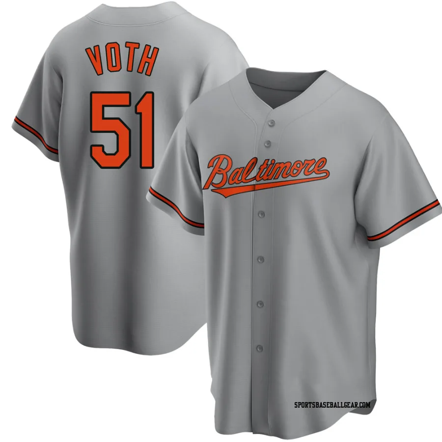 Austin Voth Men's Baltimore Orioles Gray Replica Road Jersey