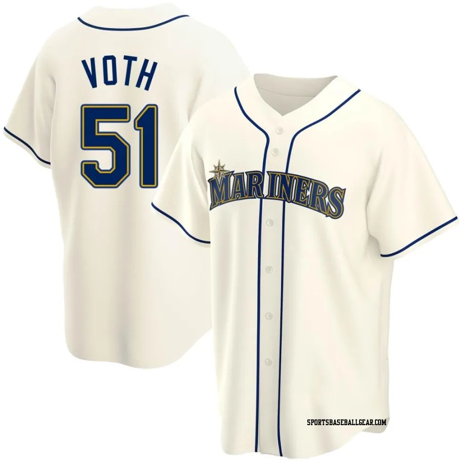 Austin Voth Men's Seattle Mariners Cream Replica Alternate Jersey