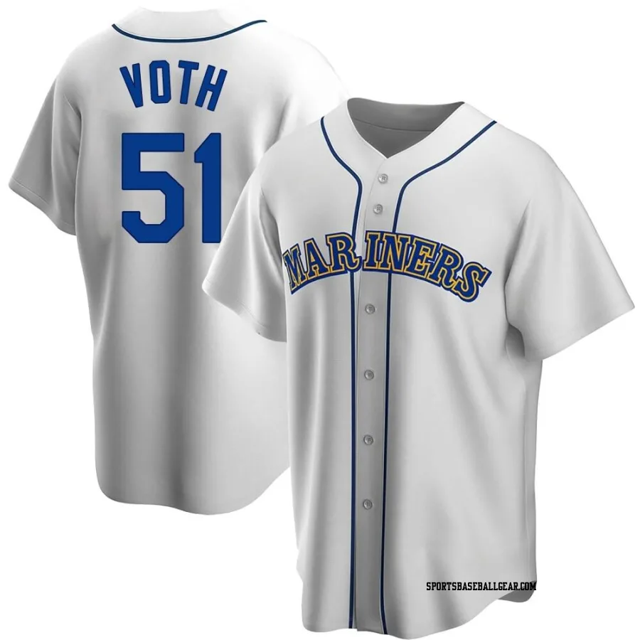 Austin Voth Men's Seattle Mariners White Replica Home Cooperstown Collection Jersey