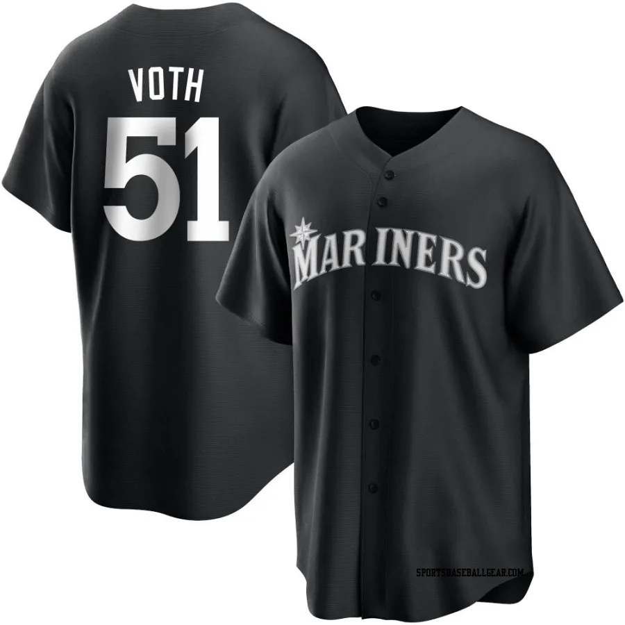 Austin Voth Youth Seattle Mariners Black/White Replica Jersey