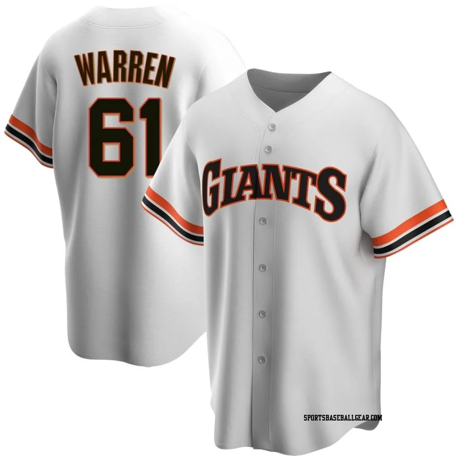 Austin Warren Men's San Francisco Giants White Replica Home Cooperstown Collection Jersey