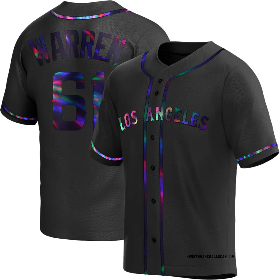 Austin Warren Youth Los Angeles Angels Black Holographic Replica Alternate Jersey