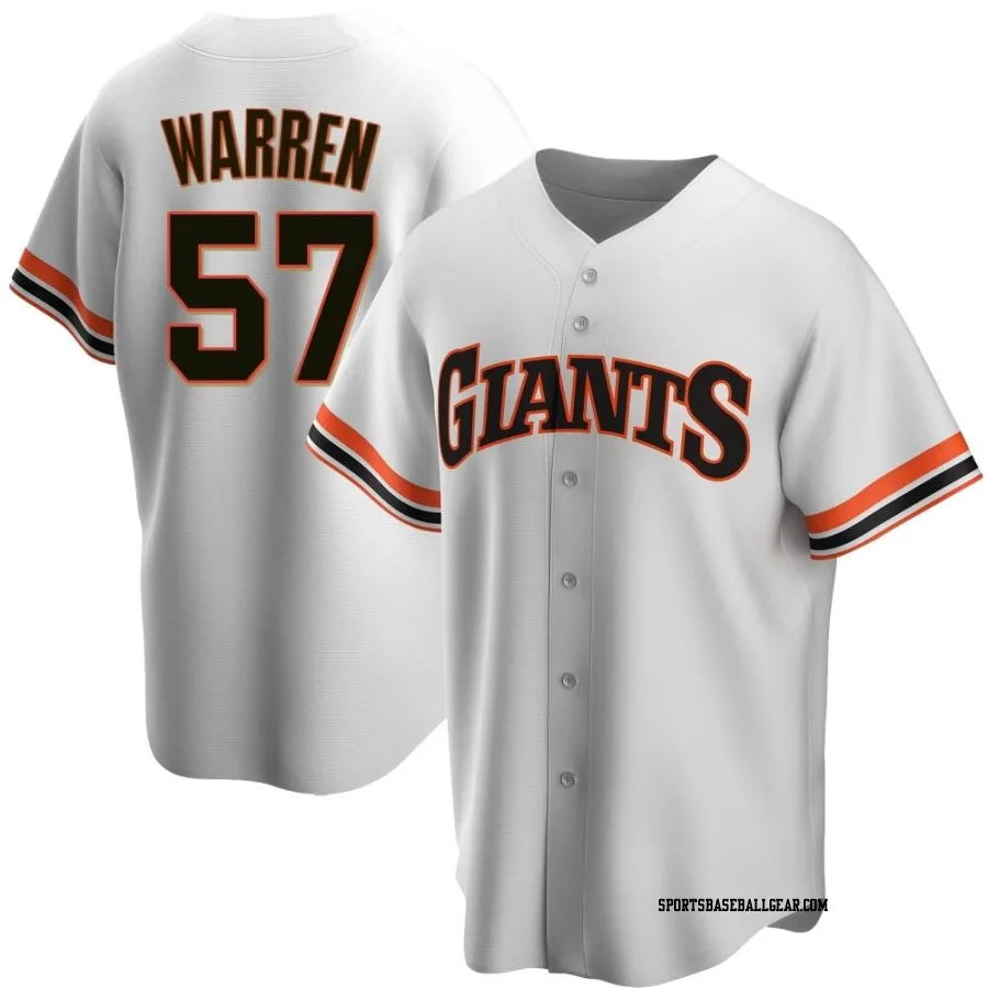 Austin Warren Youth San Francisco Giants White Replica Home Cooperstown Collection Jersey