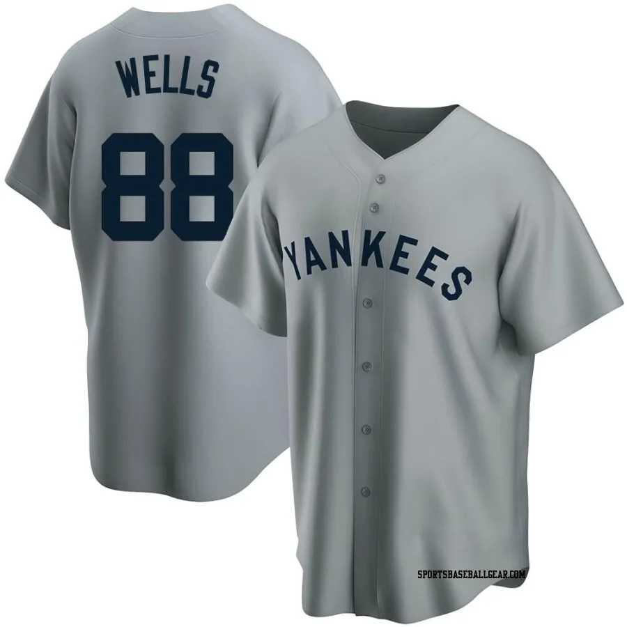 Austin Wells Men's New York Yankees Gray Replica Road Cooperstown Collection Jersey