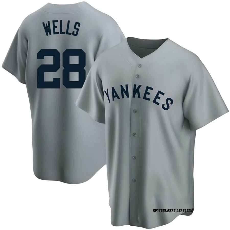 Austin Wells Men's New York Yankees Gray Replica Road Cooperstown Collection Jersey