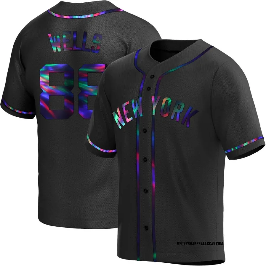 Austin Wells Youth New York Yankees Black Holographic Replica Alternate Jersey