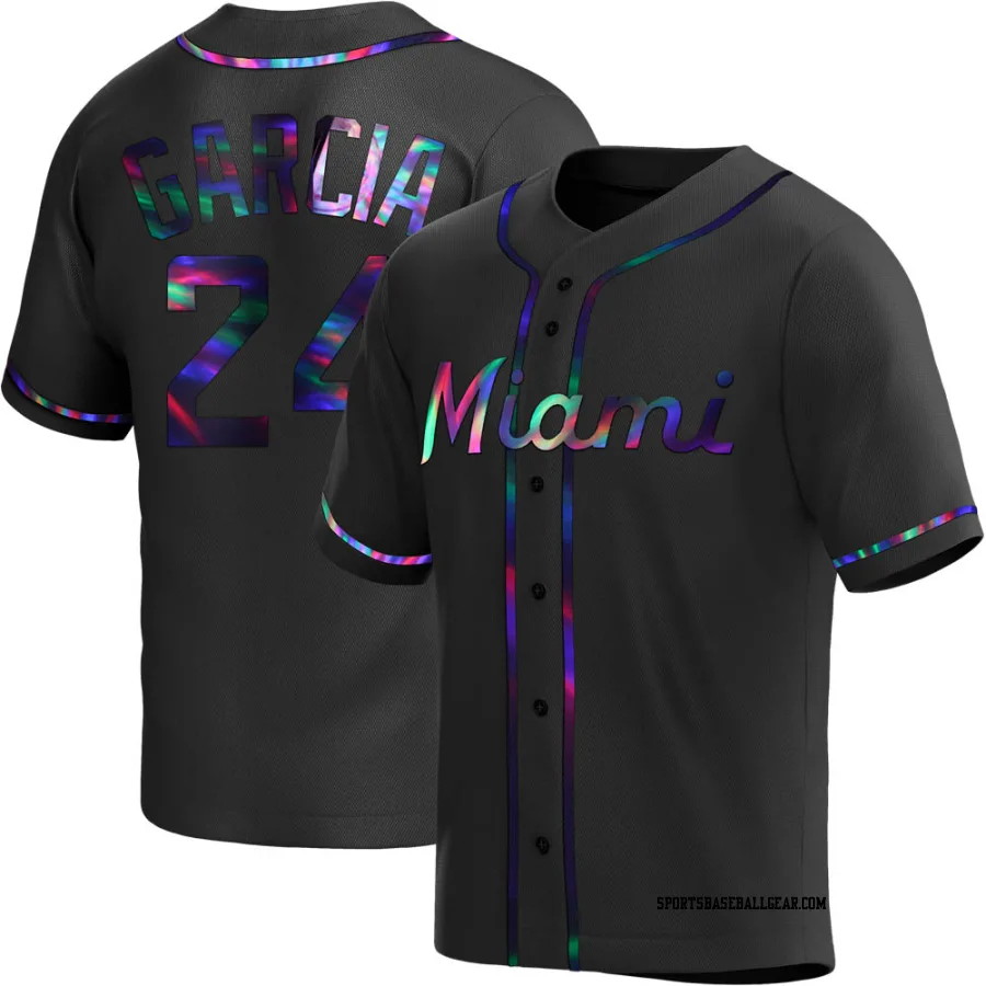 Avisail Garcia Men's Miami Marlins Black Holographic Replica Alternate Jersey