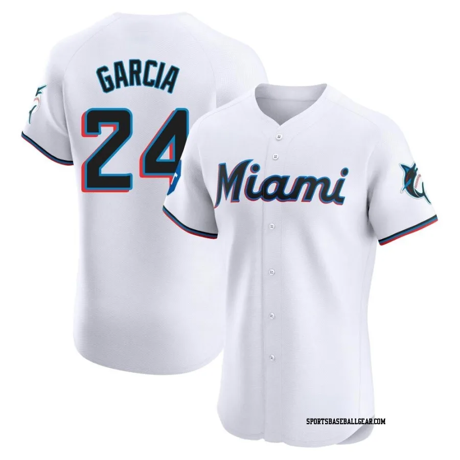 Avisail Garcia Men's Miami Marlins White Elite Home Patch Jersey