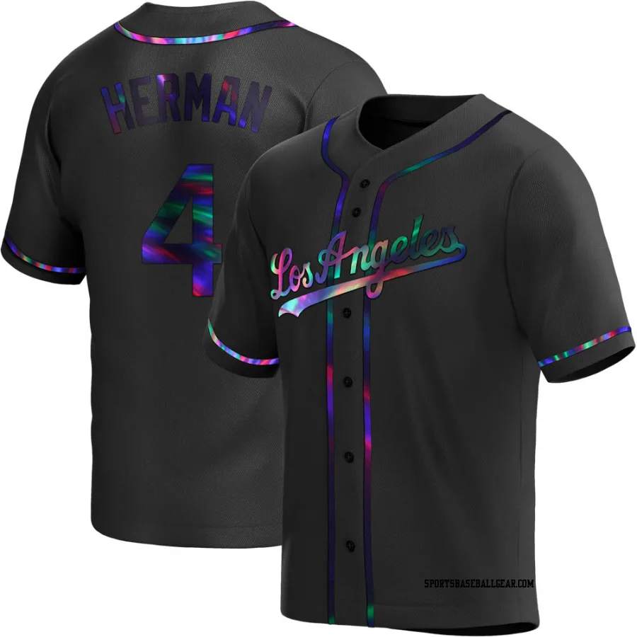 Babe Herman Men's Los Angeles Dodgers Black Holographic Replica Alternate Jersey