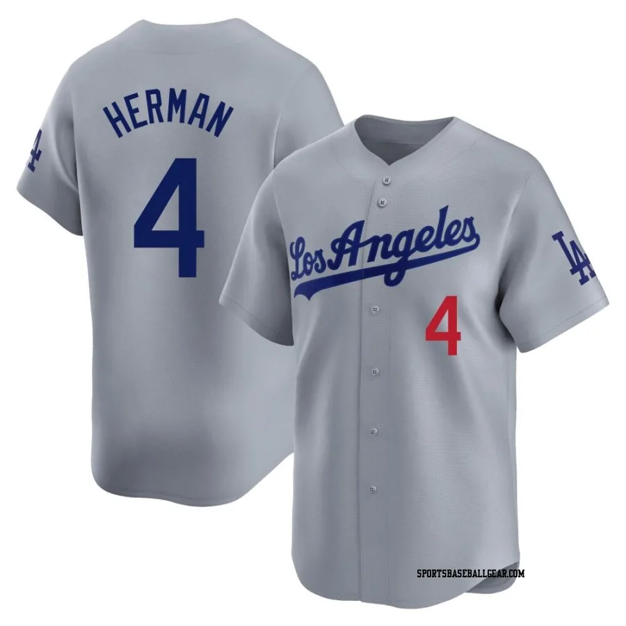 Babe Herman Men's Los Angeles Dodgers Gray Limited Away Jersey