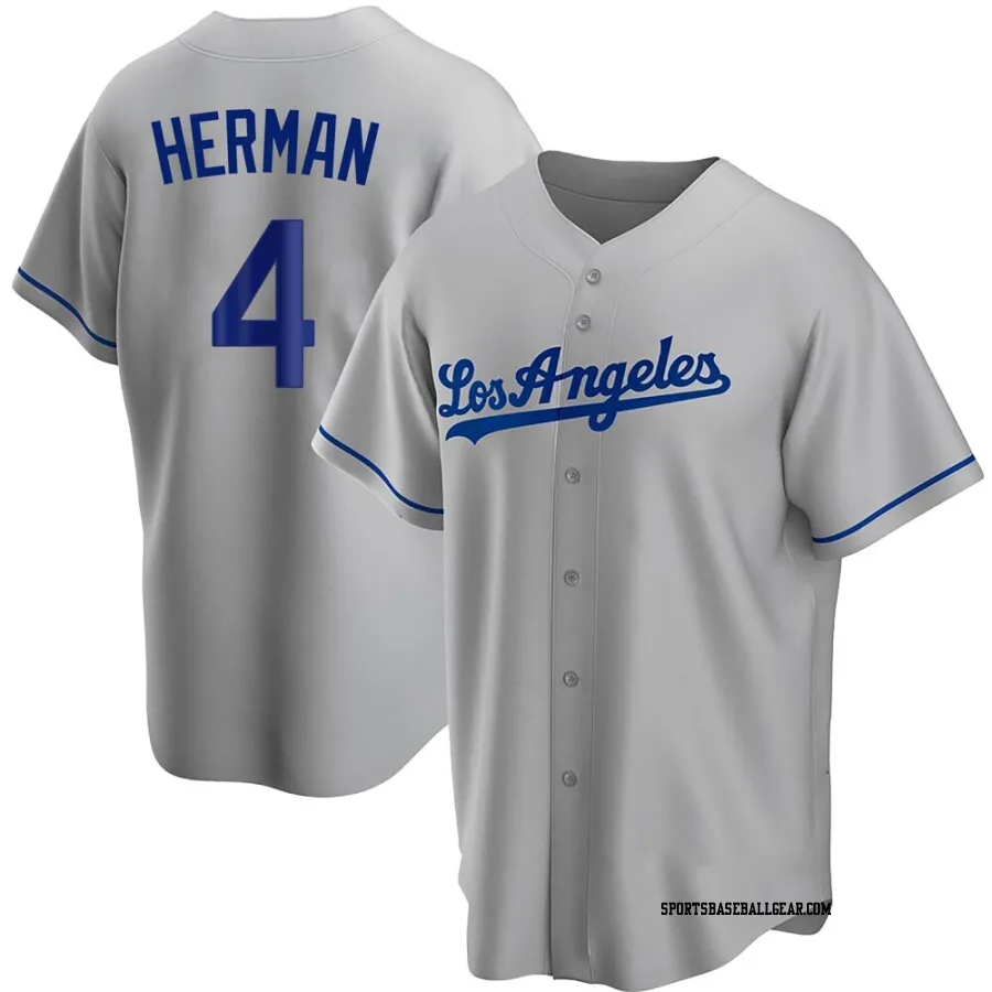 Babe Herman Men's Los Angeles Dodgers Gray Replica Road Jersey