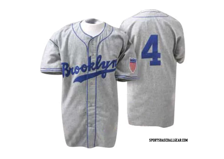 Babe Herman Men's Los Angeles Dodgers Grey Authentic 1945 Throwback Jersey