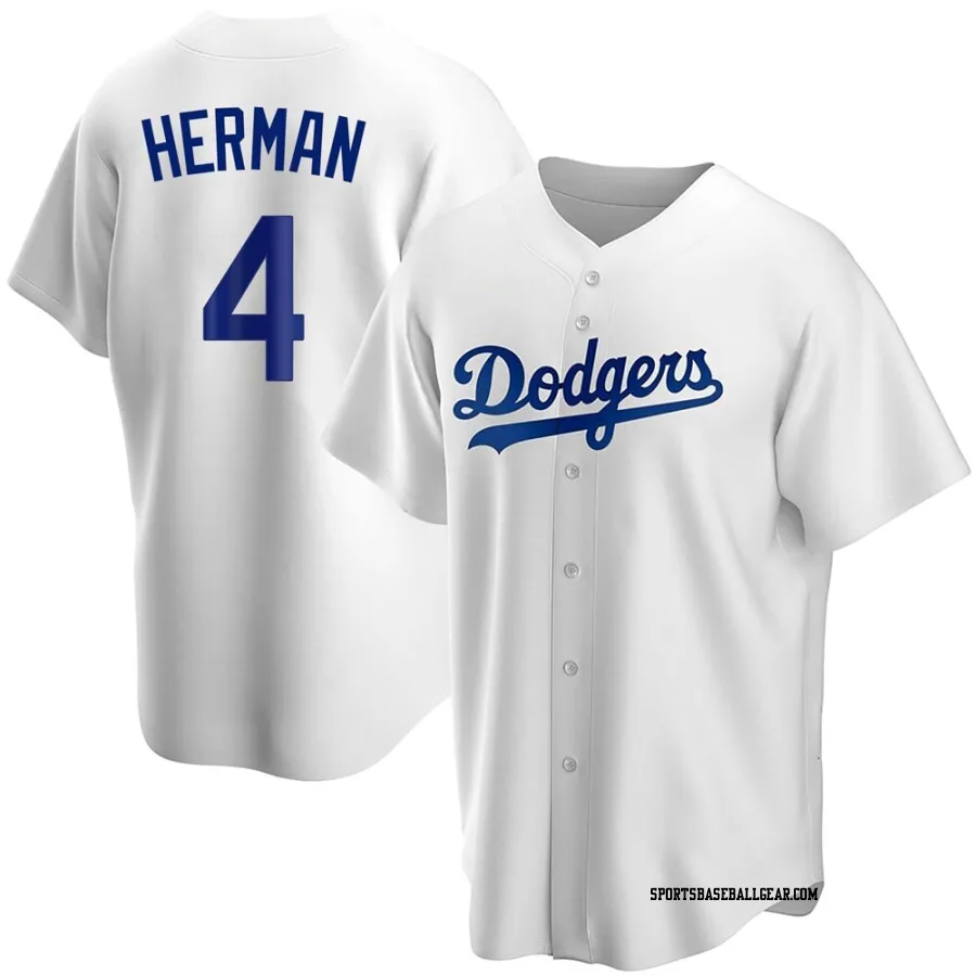 Babe Herman Men's Los Angeles Dodgers White Replica Home Jersey