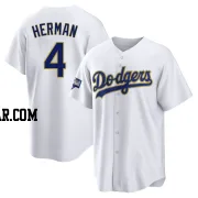 Babe Herman Men's Los Angeles Dodgers White/Gold Replica 2021 Gold Program Player Jersey