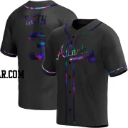 Babe Ruth Men's Atlanta Braves Black Holographic Replica Alternate Jersey