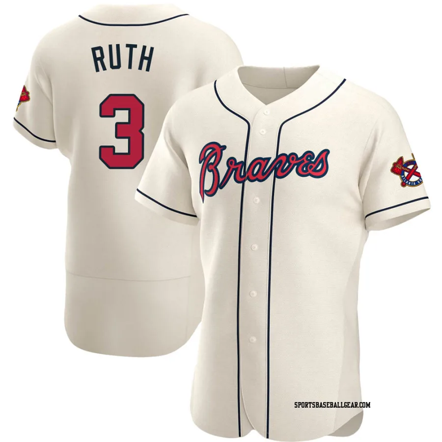 Babe Ruth Men's Atlanta Braves Cream Authentic Alternate Jersey