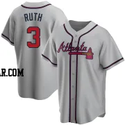 Babe Ruth Men's Atlanta Braves Gray Replica Road Jersey