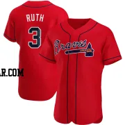 Babe Ruth Men's Atlanta Braves Red Authentic Alternate Jersey