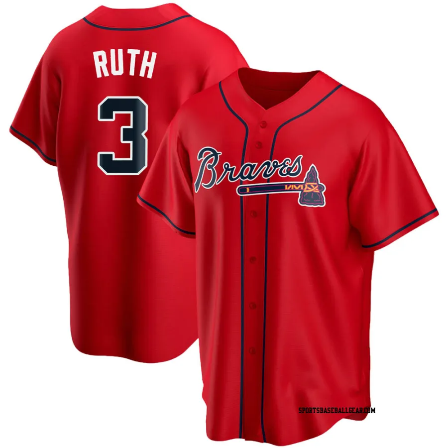 Babe Ruth Men's Atlanta Braves Red Replica Alternate Jersey