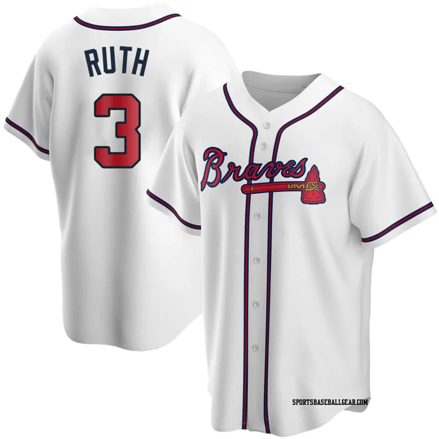 Babe Ruth Men's Atlanta Braves White Replica Home Jersey