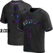 Babe Ruth Men's Boston Red Sox Black Holographic Replica Alternate Jersey