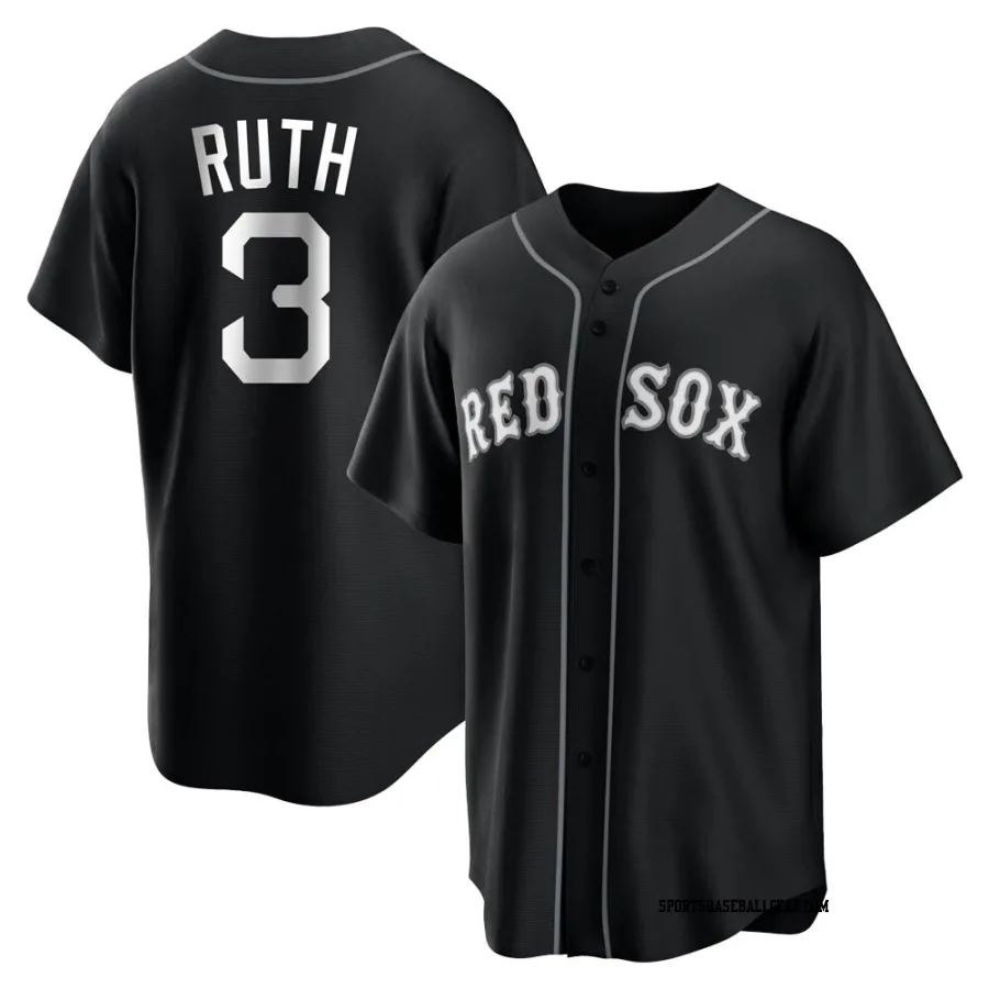 Babe Ruth Men's Boston Red Sox Black/White Replica Jersey