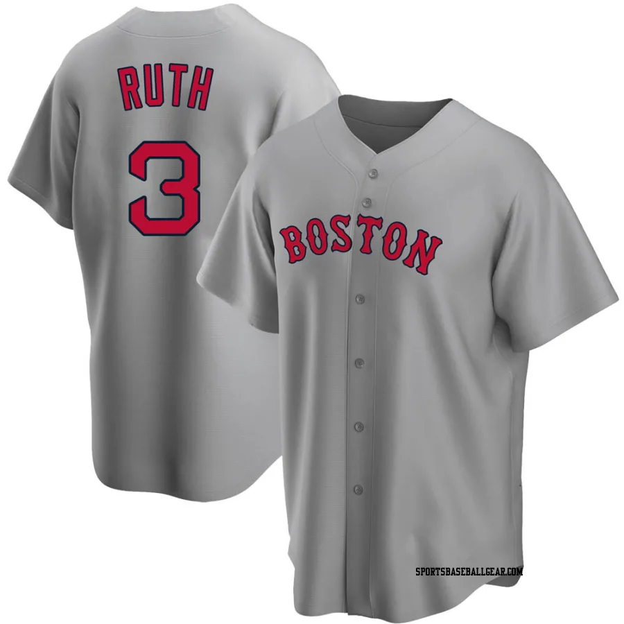 Babe Ruth Men's Boston Red Sox Gray Replica Road Jersey