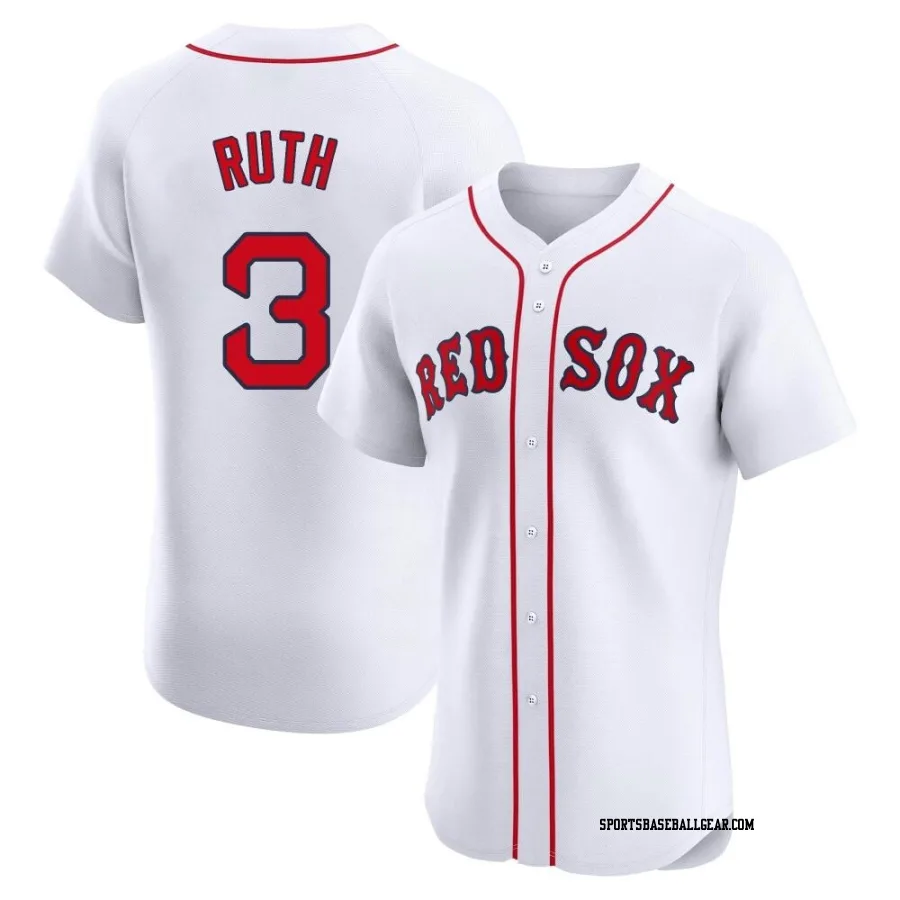 Babe Ruth Men's Boston Red Sox White Elite Home Patch Jersey