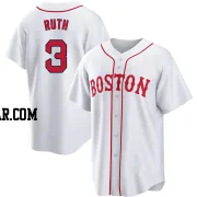 Babe Ruth Men's Boston Red Sox White Replica 2021 Patriots' Day Jersey