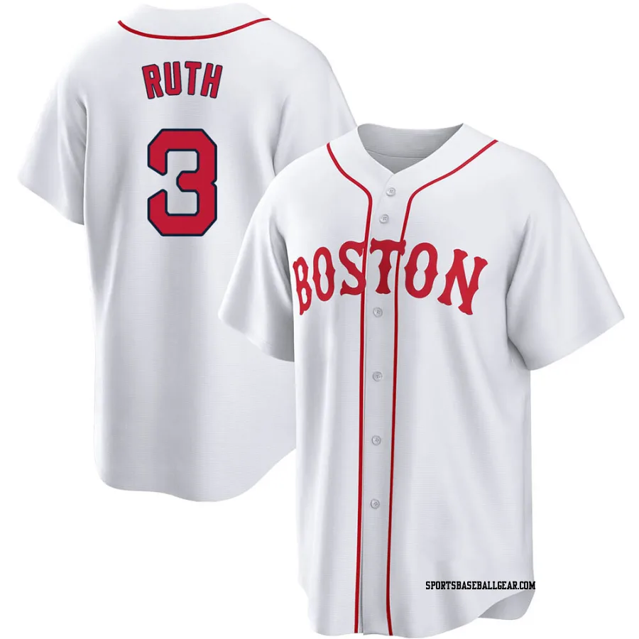 Babe Ruth Men's Boston Red Sox White Replica 2021 Patriots' Day Jersey