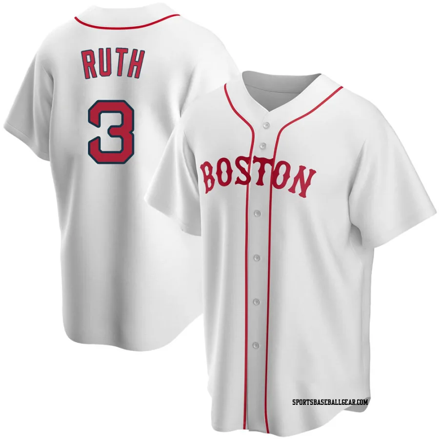 Babe Ruth Men's Boston Red Sox White Replica Alternate Jersey