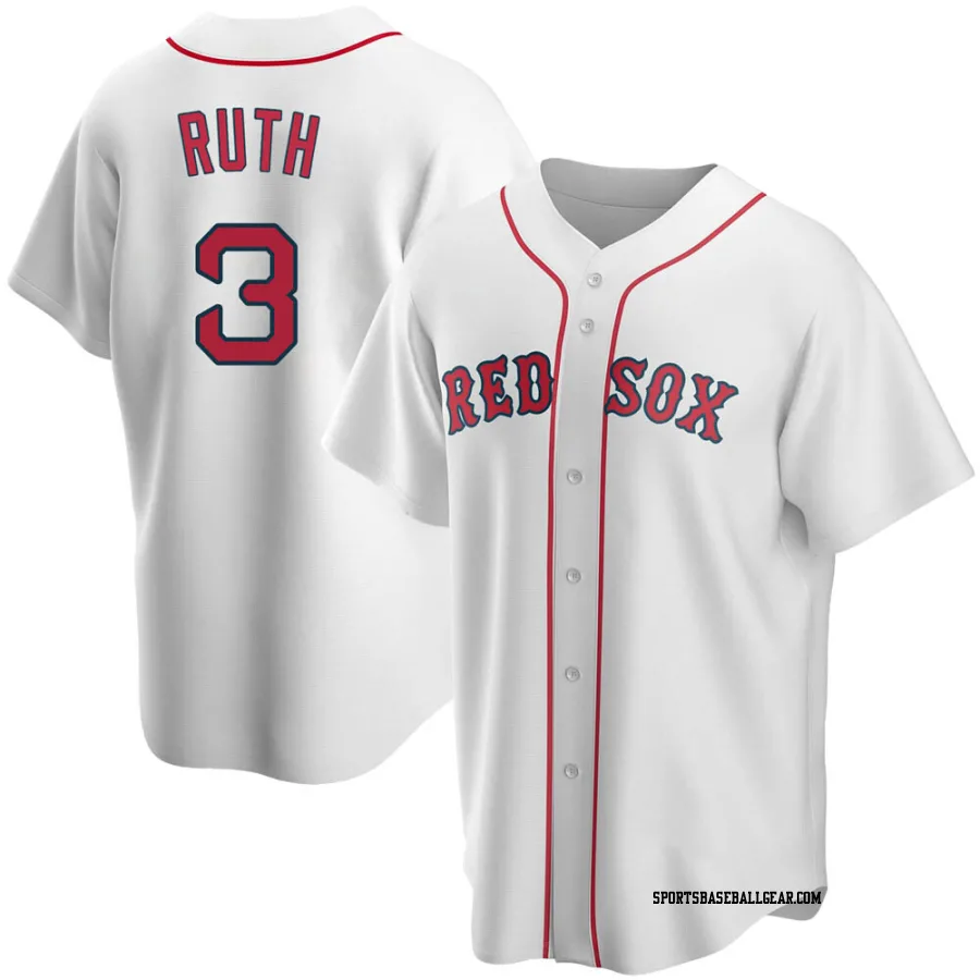 Babe Ruth Men's Boston Red Sox White Replica Home Jersey