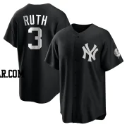 Babe Ruth Men's New York Yankees Black/White Replica Jersey