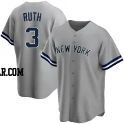 Babe Ruth Men's New York Yankees Gray Replica Road Name Jersey