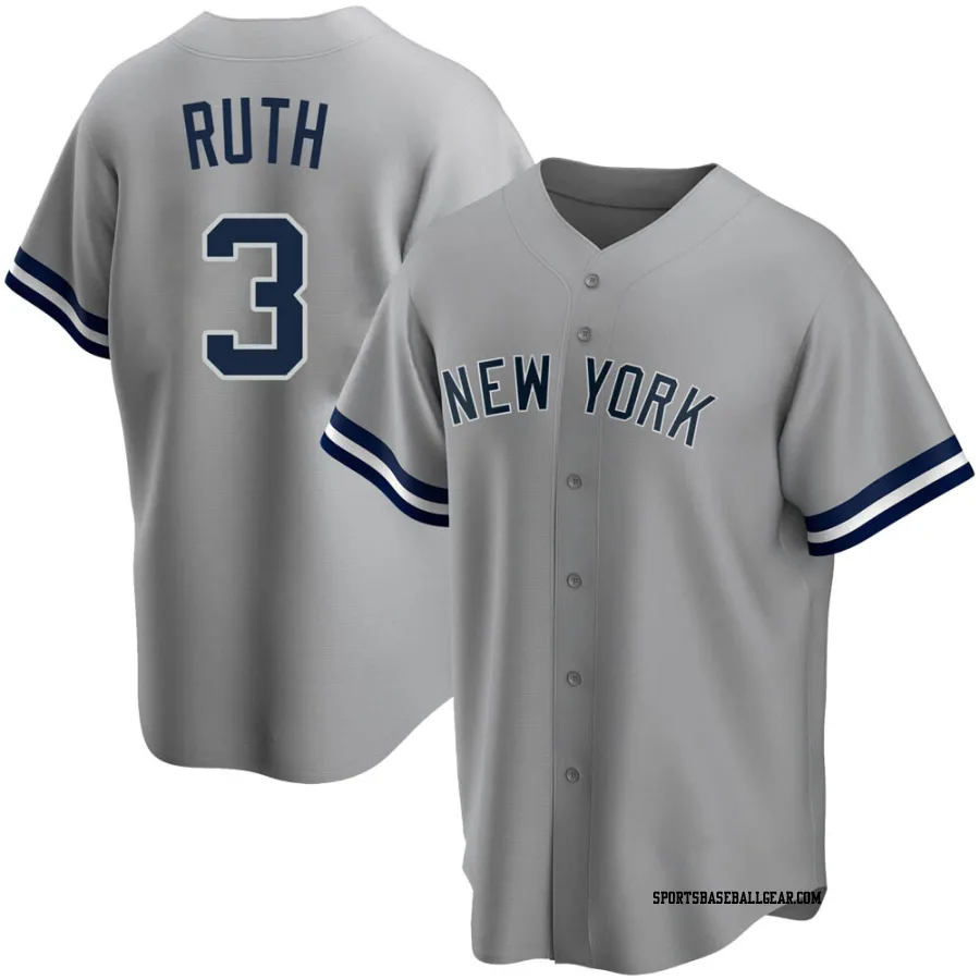 Babe Ruth Men's New York Yankees Gray Replica Road Name Jersey