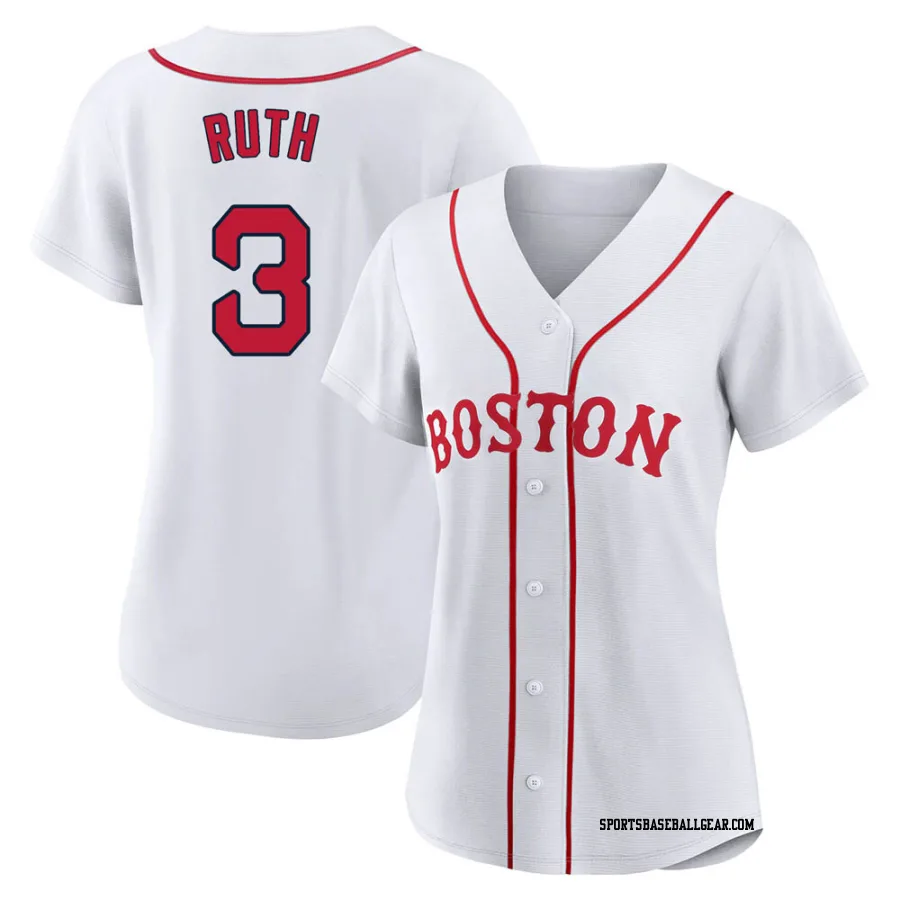 Babe Ruth Women's Boston Red Sox White Authentic 2021 Patriots' Day Jersey