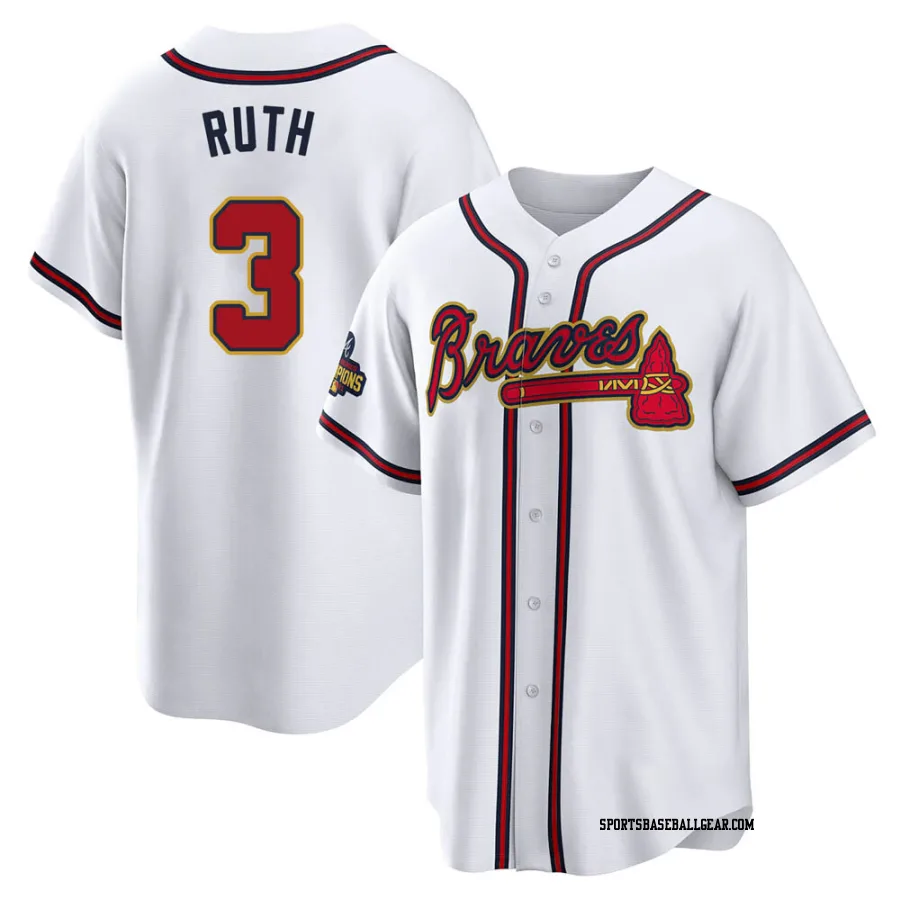 Babe Ruth Youth Atlanta Braves Gold Replica White 2022 Program Jersey