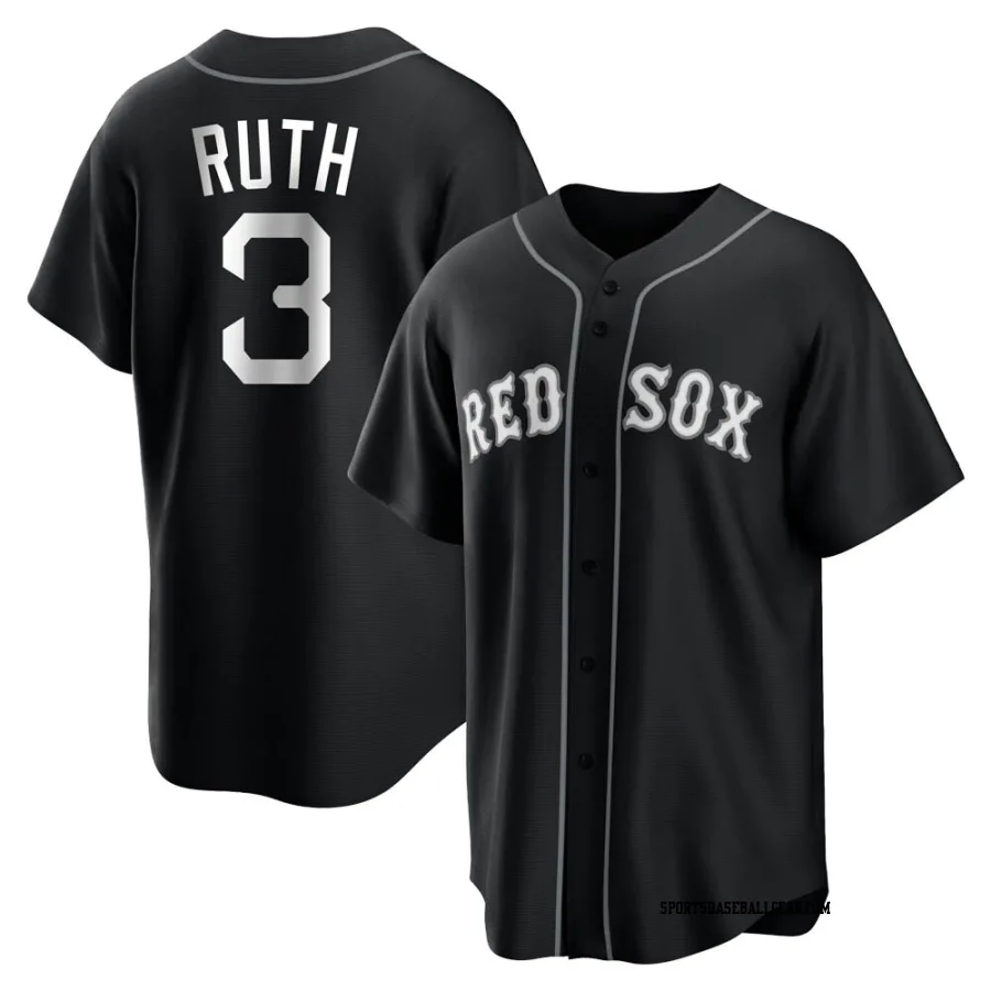 Babe Ruth Youth Boston Red Sox Black/White Replica Jersey