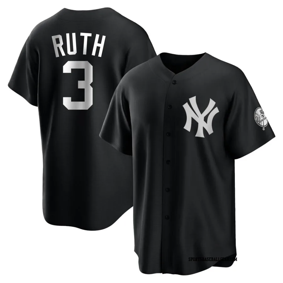 Babe Ruth Youth New York Yankees Black/White Replica Jersey