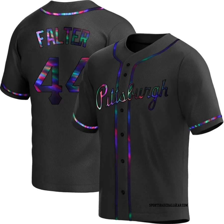 Bailey Falter Men's Pittsburgh Pirates Black Holographic Replica Alternate Jersey