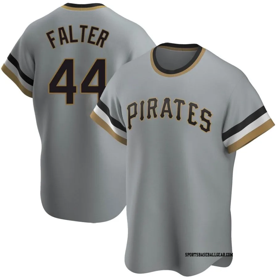 Bailey Falter Men's Pittsburgh Pirates Gray Replica Road Cooperstown Collection Jersey