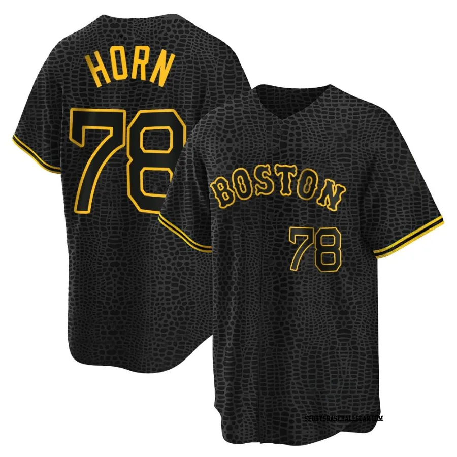 Bailey Horn Men's Boston Red Sox Black Replica Snake Skin City Jersey