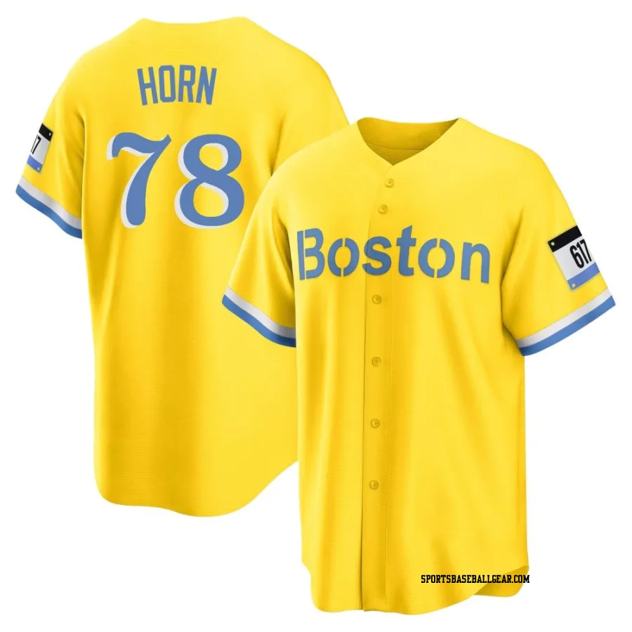 Bailey Horn Men's Boston Red Sox Gold/Light Replica Blue 2021 City Connect Player Jersey