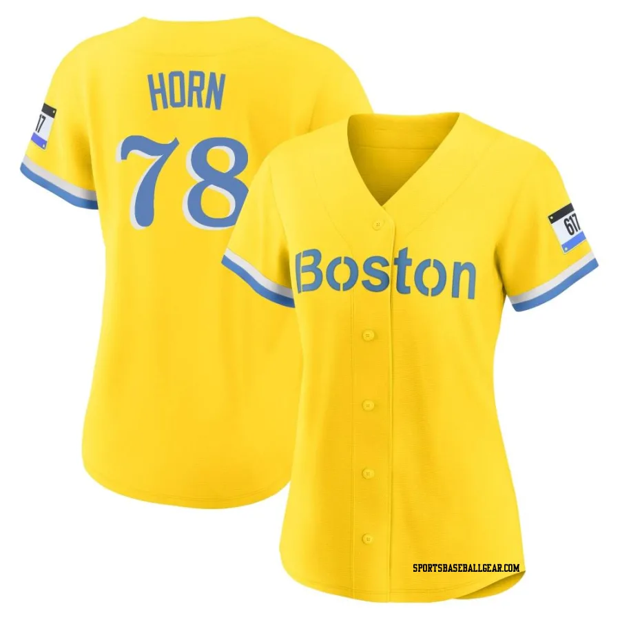 Bailey Horn Women's Boston Red Sox Gold/Light Authentic Blue 2021 City Connect Player Jersey