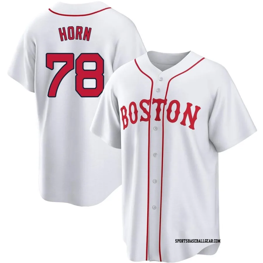 Bailey Horn Youth Boston Red Sox White Replica 2021 Patriots' Day Jersey